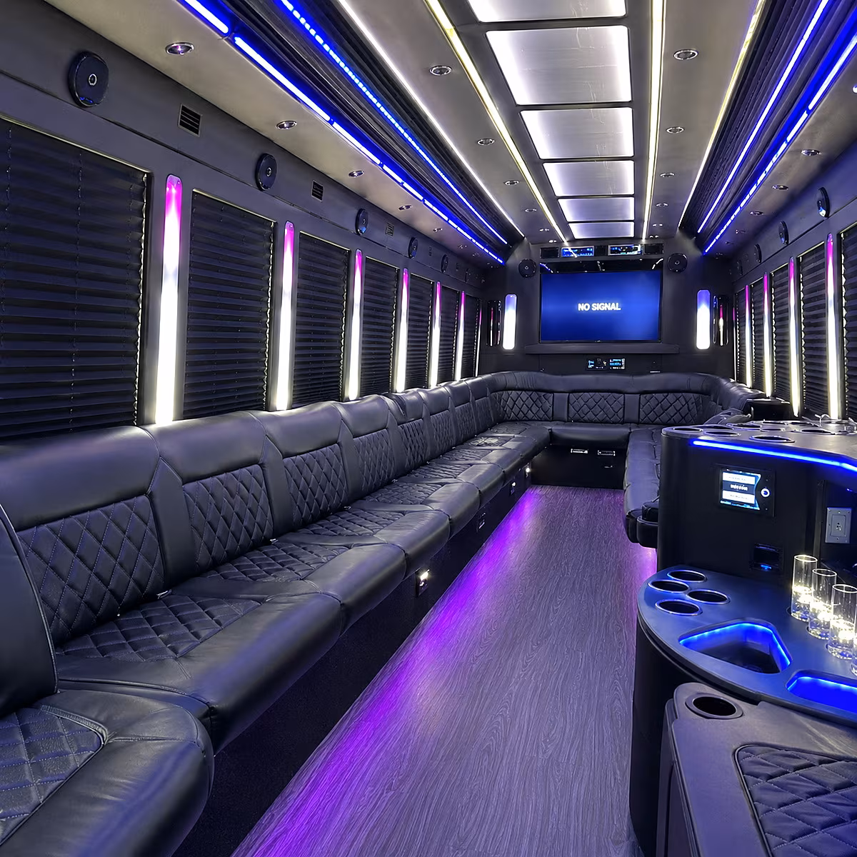 dearborn 30 passenger party bus inside